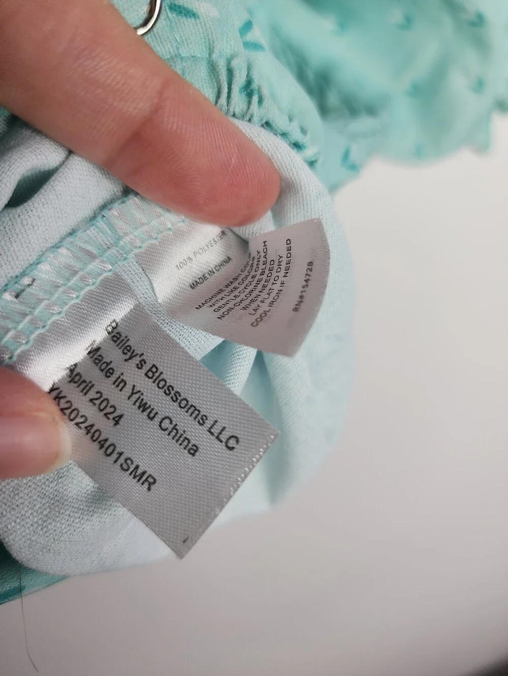 Smocked Puff Sleeve Baby Romper in Mint Green, Size 9-12m